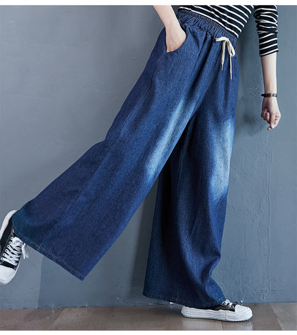 Vintage High Waist Women Wide Legas Denim Pants