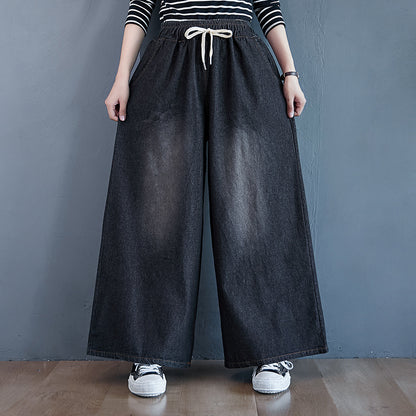 Vintage High Waist Women Wide Legas Denim Pants
