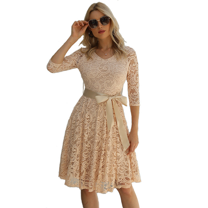 Sweet Ivory Lace Women Short Dresses