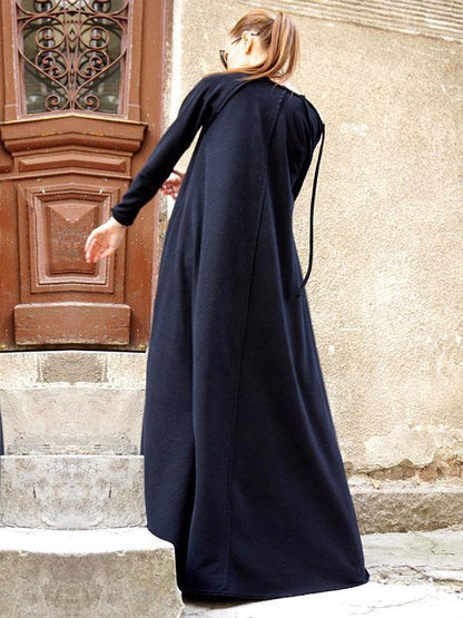 Split-Joint Long Sleeves Zipper Maxi Dress-STYLEGOING