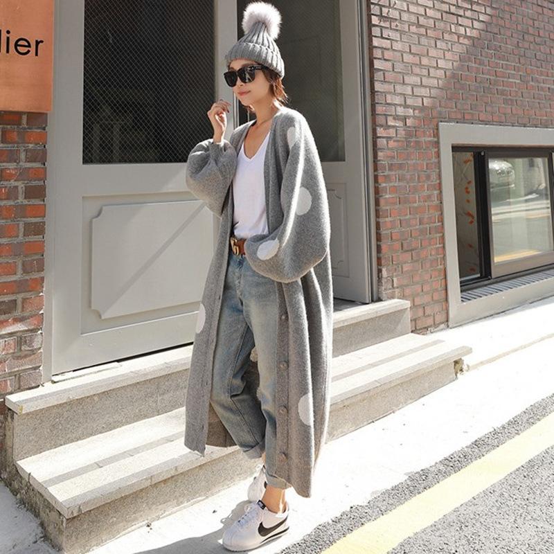Fashion Dot Long Cardign Overcoat-STYLEGOING