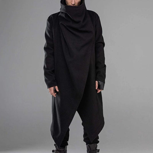 Men's Street Style Punk High Neck Irregular Cape Trenchcoat-STYLEGOING