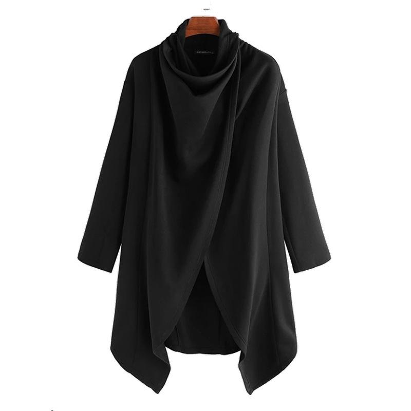 Men's Street Style Punk High Neck Irregular Cape Trenchcoat-STYLEGOING
