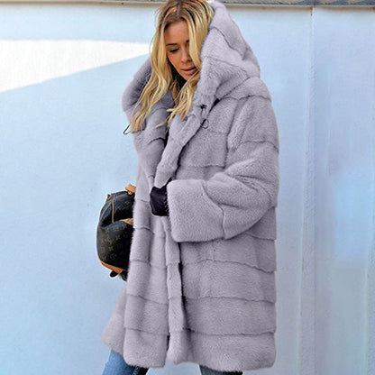 Women Artificial Fur Warm Winter Long Overcoats
