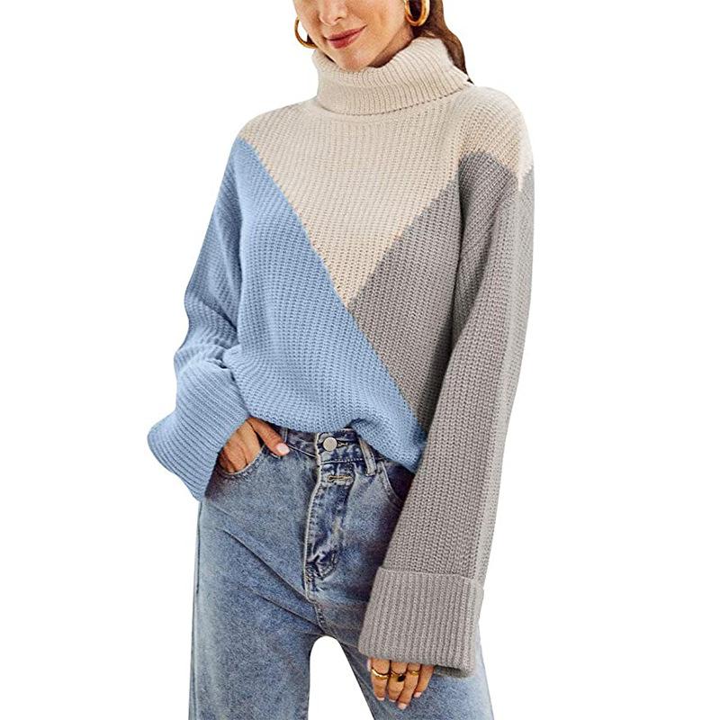 Leisure High Neck Knitting Hoodies Sweaters for Women