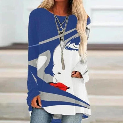 Leisure Pullover Face Print Loose Shirts-STYLEGOING