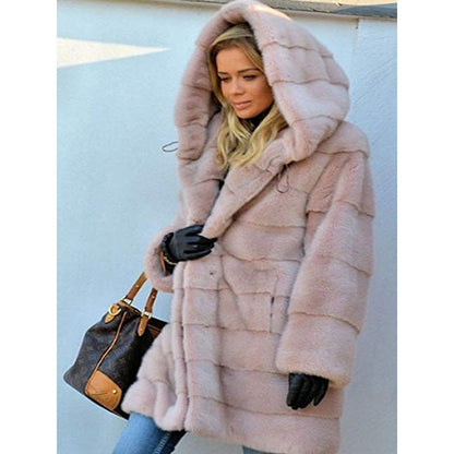 Women Artificial Fur Warm Winter Long Overcoats