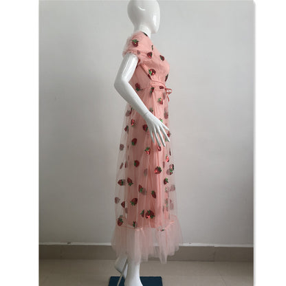 Sweet Puff Sleeves Strawberry Plus Sizes Summer Dresses