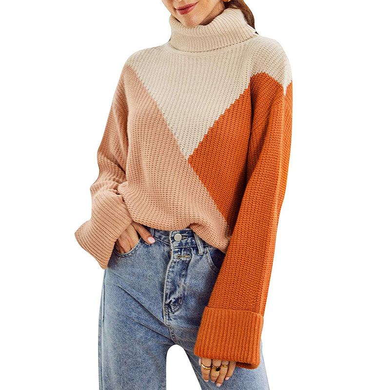 Leisure High Neck Knitting Hoodies Sweaters for Women