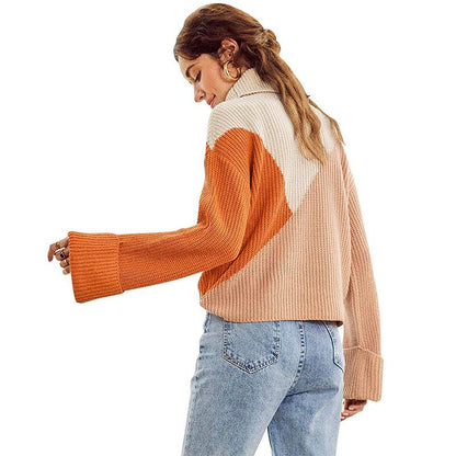 Leisure High Neck Knitting Hoodies Sweaters for Women