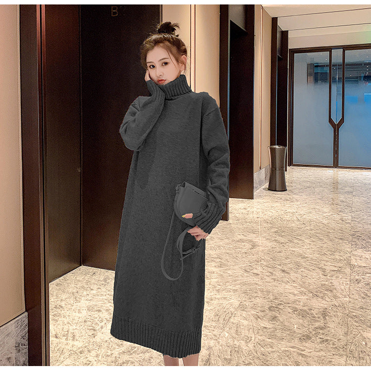Winter Warm Turtleneck Pullover Long Dresses for Women
