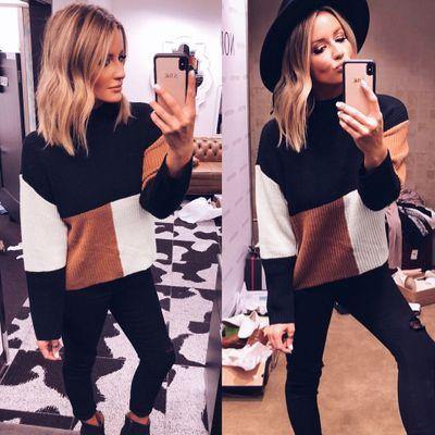 High Neck Long Sleeves Knitting Sweaters-STYLEGOING