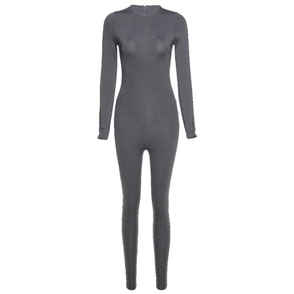 Sexy High Waist Long Sleeves Yoga Sporting Jumpsuits