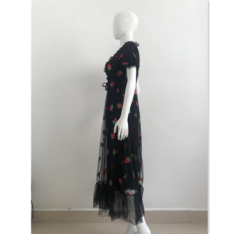 Sweet Puff Sleeves Strawberry Plus Sizes Summer Dresses