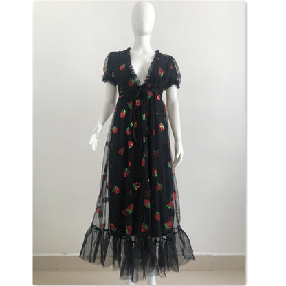 Sweet Puff Sleeves Strawberry Plus Sizes Summer Dresses