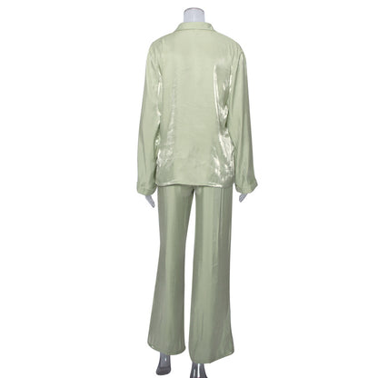 Classy Casual Women Long Sleeves Shirts and Wide Leg Pants