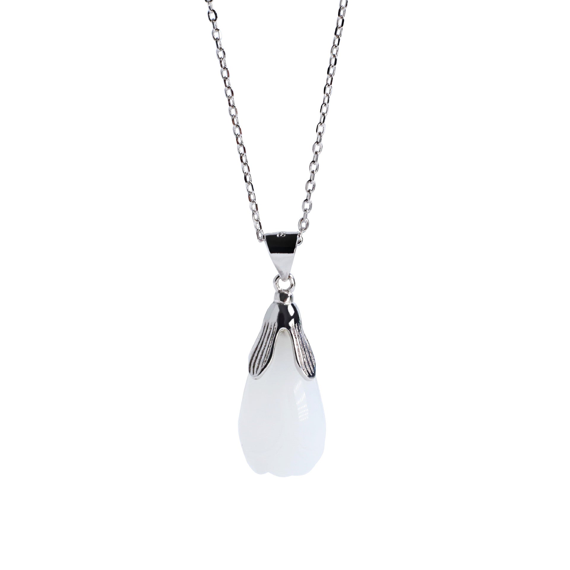 Elegant Sterling Sliver Nephrite Necklace for Mother's Gift