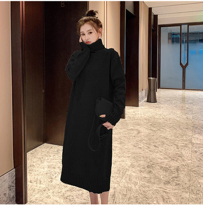 Winter Warm Turtleneck Pullover Long Dresses for Women