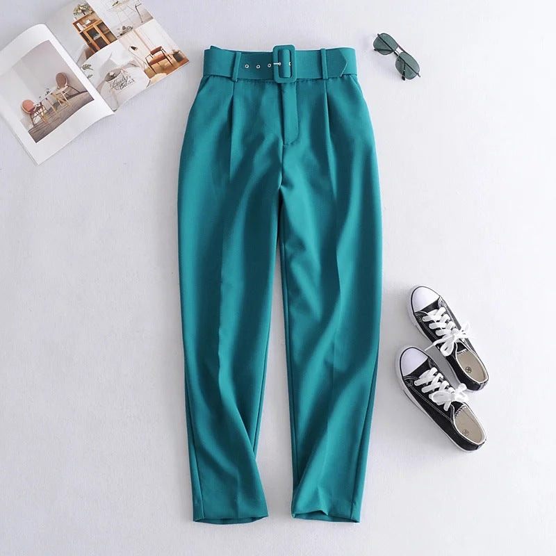 Women High Waist Casual Cropped Pants