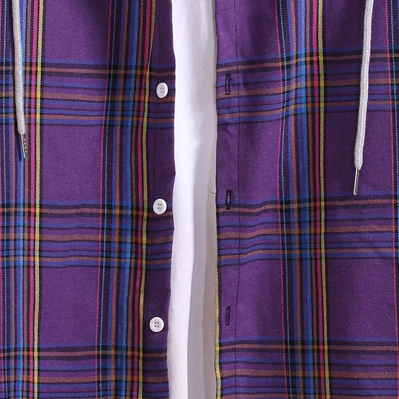 Leisure Fall Plaid Men Long Sleeves Hoodies Shirts