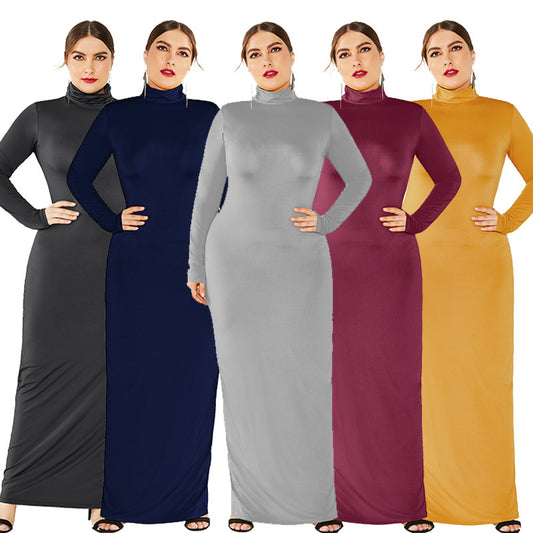 Elegant Turtleneck Plus Sizes Dresses