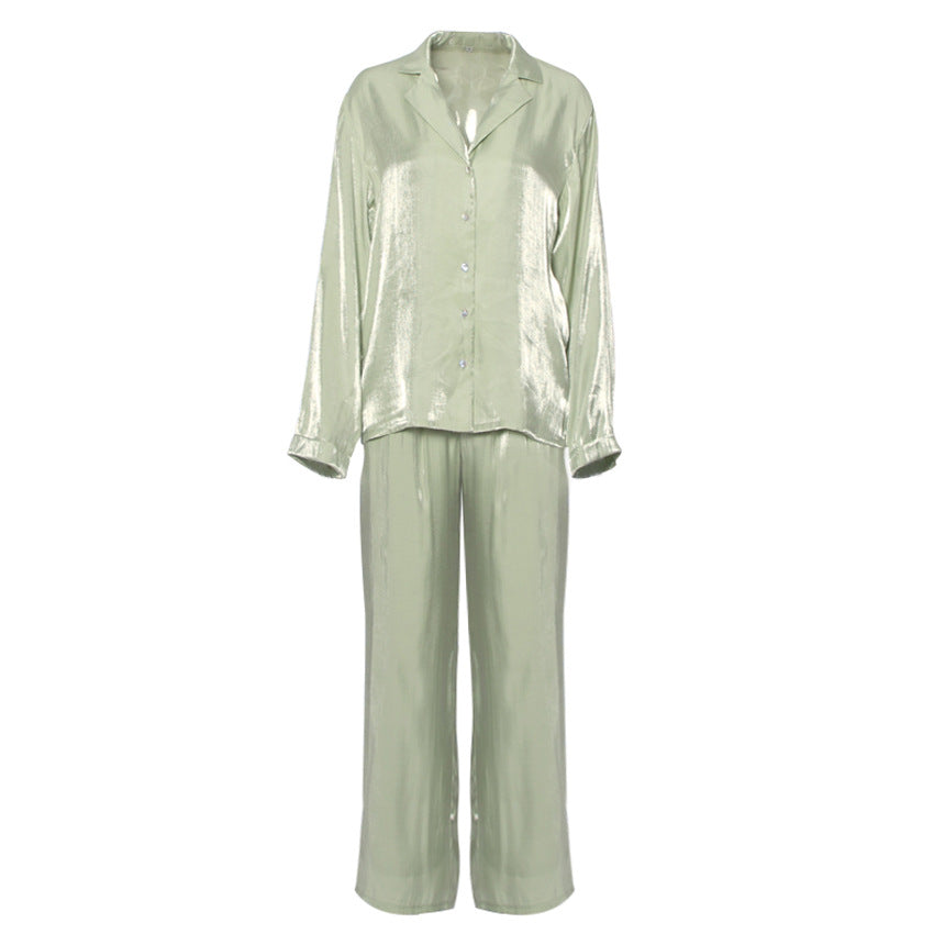 Classy Casual Women Long Sleeves Shirts and Wide Leg Pants