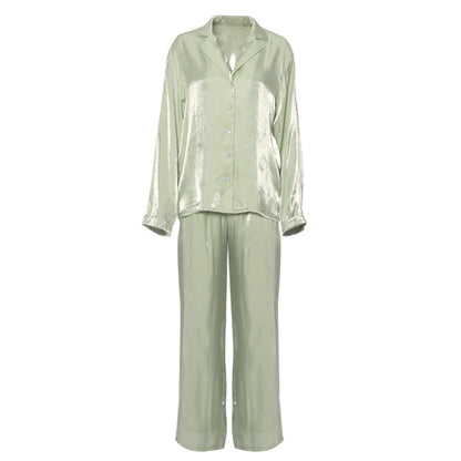 Classy Casual Women Long Sleeves Shirts and Wide Leg Pants