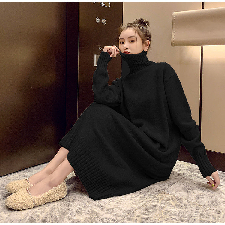 Winter Warm Turtleneck Pullover Long Dresses for Women