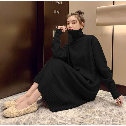 Winter Warm Turtleneck Pullover Long Dresses for Women
