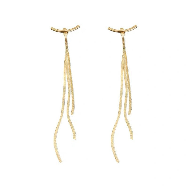 Glossy Tassle Design Women Drop Earrings