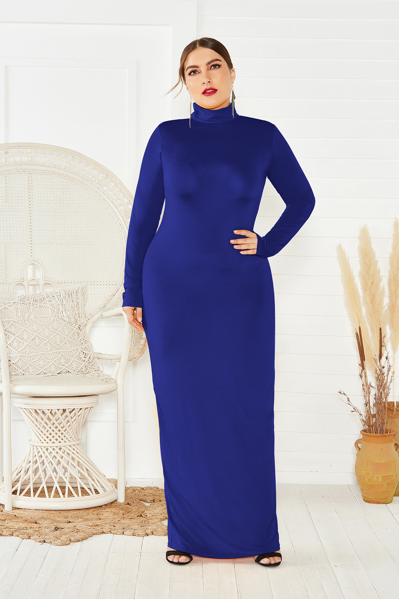 Elegant Turtleneck Plus Sizes Dresses