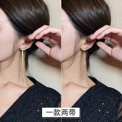Glossy Tassle Design Women Drop Earrings