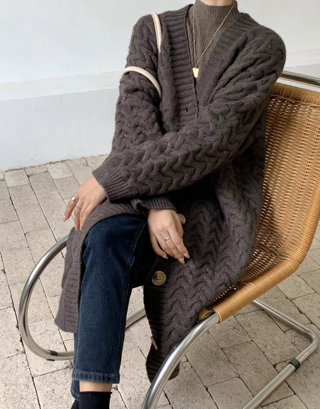 Vintage Women Knitting Plus Sizes Cardigan Sweaters-STYLEGOING