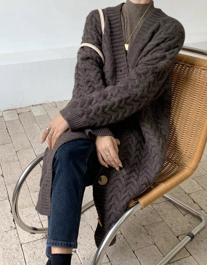 Vintage Women Knitting Plus Sizes Cardigan Sweaters-STYLEGOING