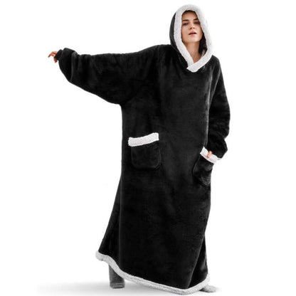 Winter Fleece Warm Long Hoodies Blanket
