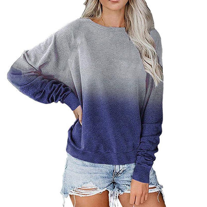 Casual Long Sleeves Pullover Gradient Hoodies-STYLEGOING