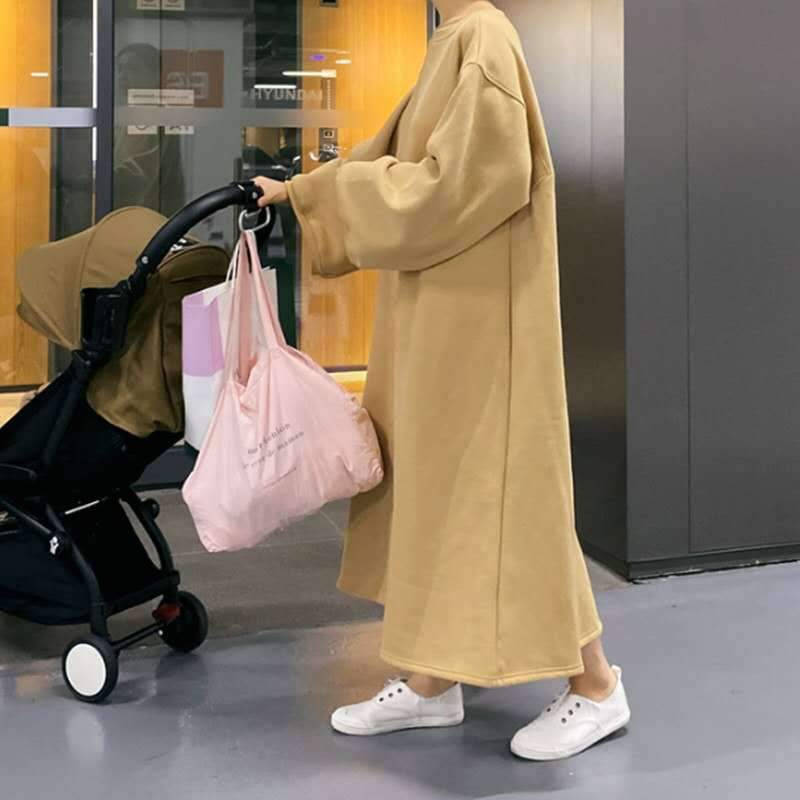 Casual Loose Pullover Long Hoodies Dresses-STYLEGOING