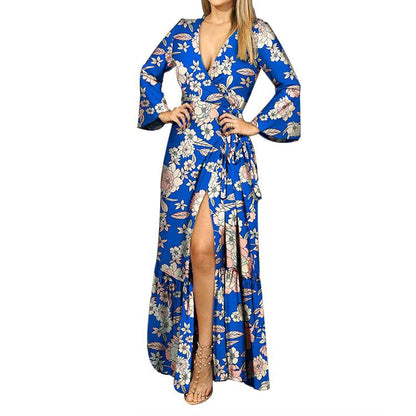Sexy Long Sleeves Split Front Long Dresses-STYLEGOING