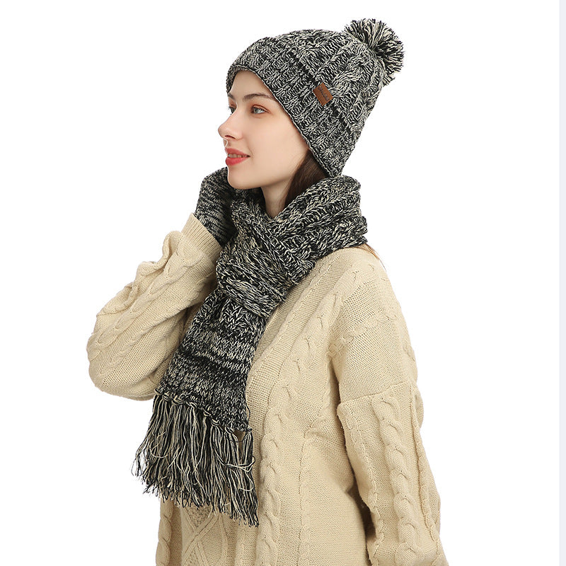Women Winter Kntiting Colorful Hats&scarfs Sets