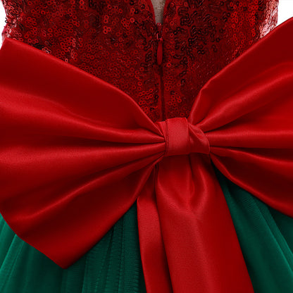 Merry Christmas Girl's Party Princess Dresses (Headband Included)