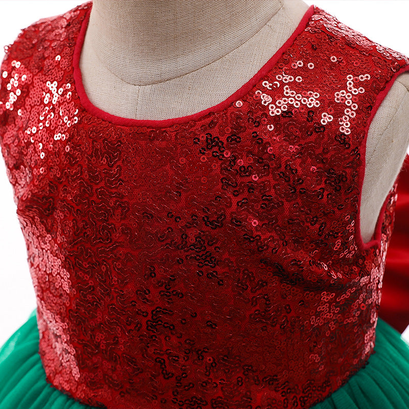 Merry Christmas Girl's Party Princess Dresses (Headband Included)