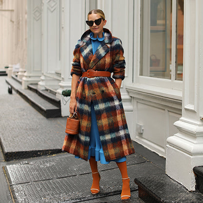 Women Plaid Long Overcoat