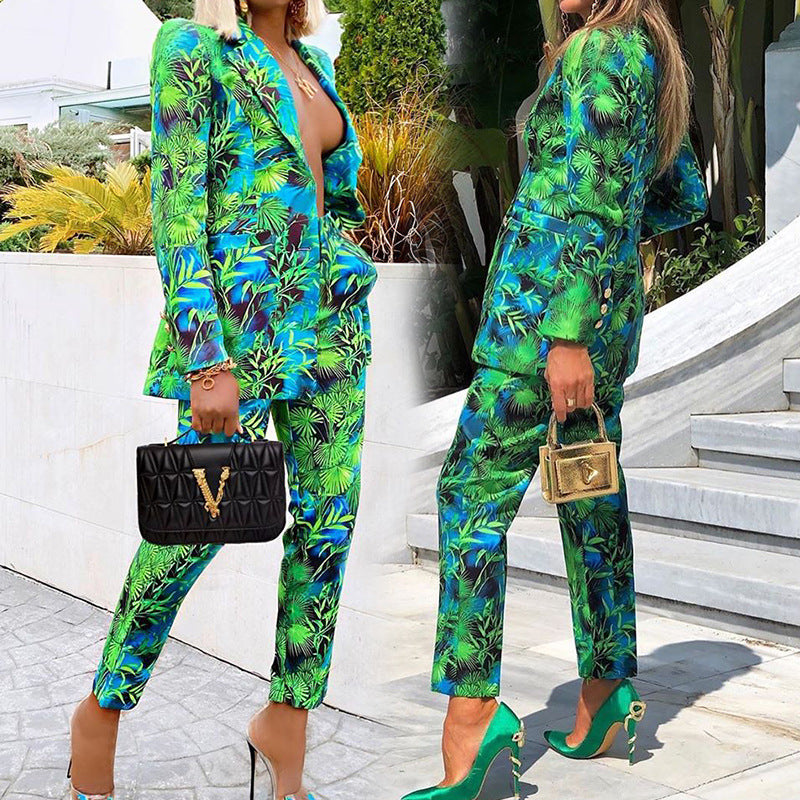 Women Casual Two Pieces Blazer and Pants