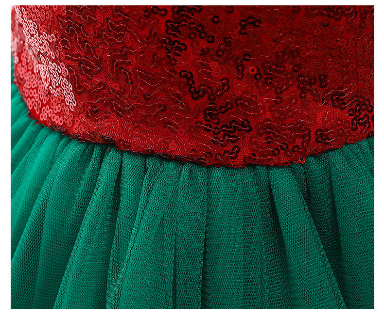 Merry Christmas Girl's Party Princess Dresses (Headband Included)