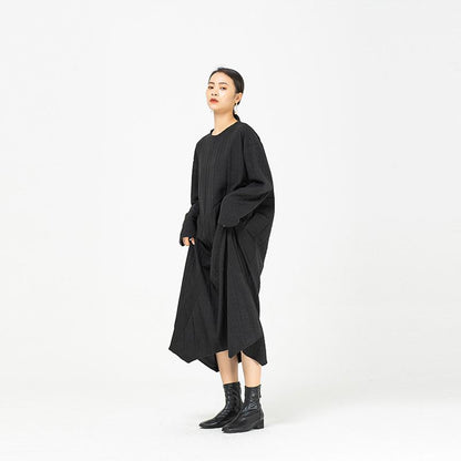 Black Irregular Women Winter Long Dresses-STYLEGOING