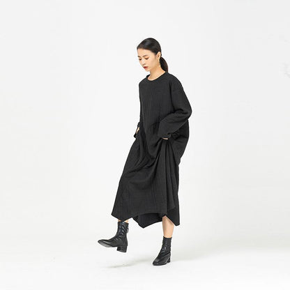 Black Irregular Women Winter Long Dresses-STYLEGOING