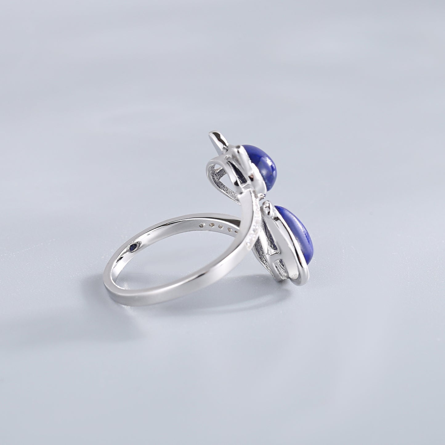 Cute Cat Inlay Design Sterling Sliver Rings for Women