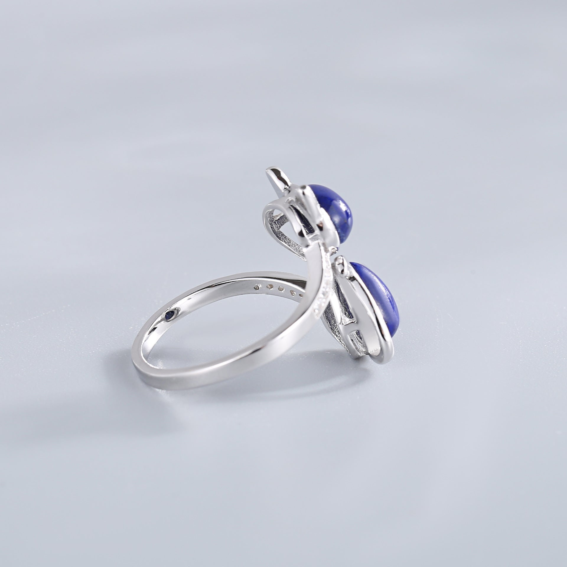 Cute Cat Inlay Design Sterling Sliver Rings for Women