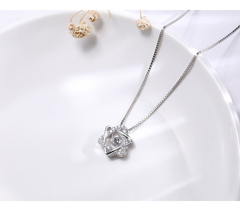 Fashion Hexagram Women Sliver Necklace