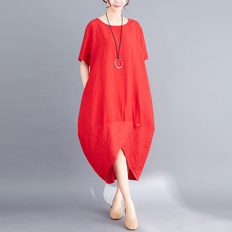 Ethnic Linen Plus Sizes Irregular Vintage Cozy Dresses